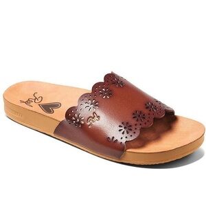 Reef Brown Sandals with Floral Cutouts